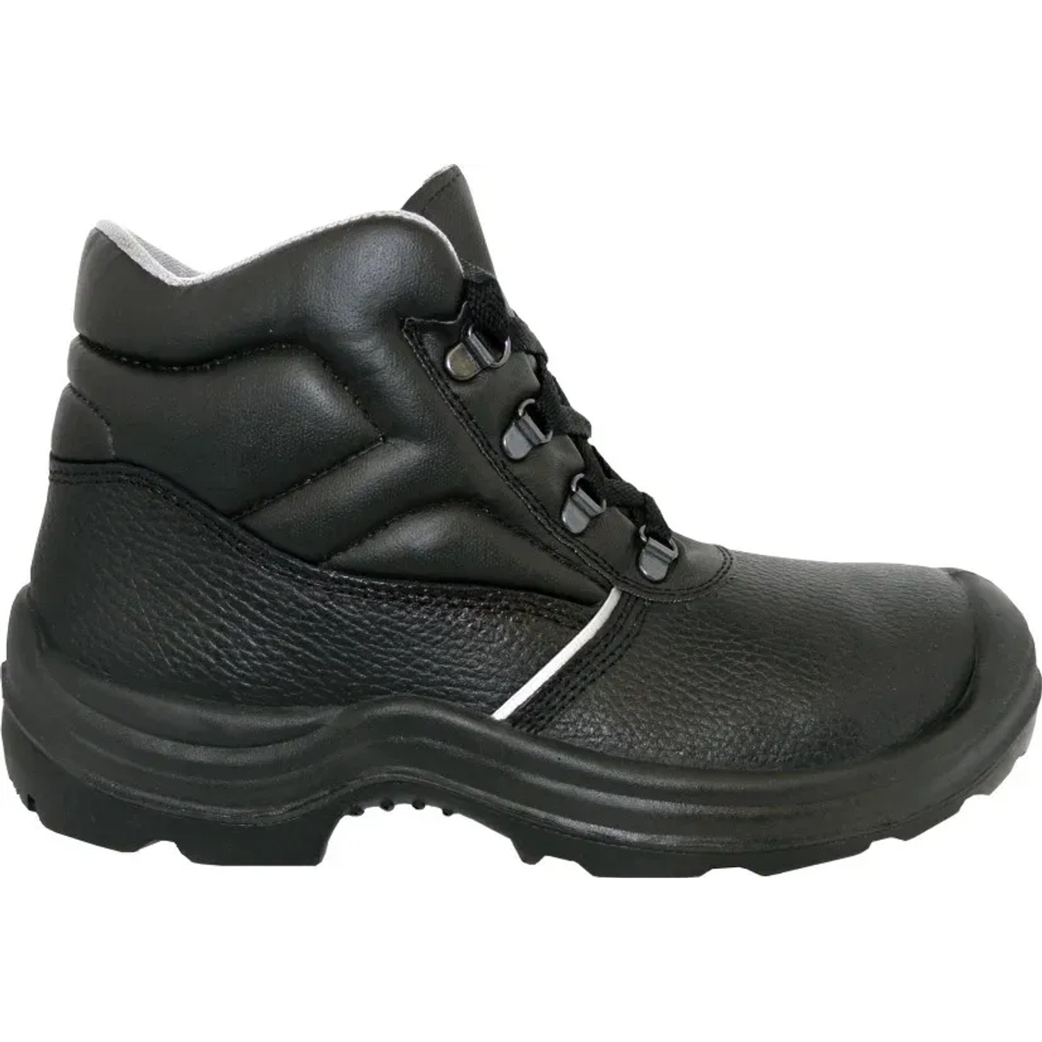 Schwarzer Bullstar Sicherheitsstiefel S3, Größe 39, für Arbeitsschutz mit Stahlkappe.