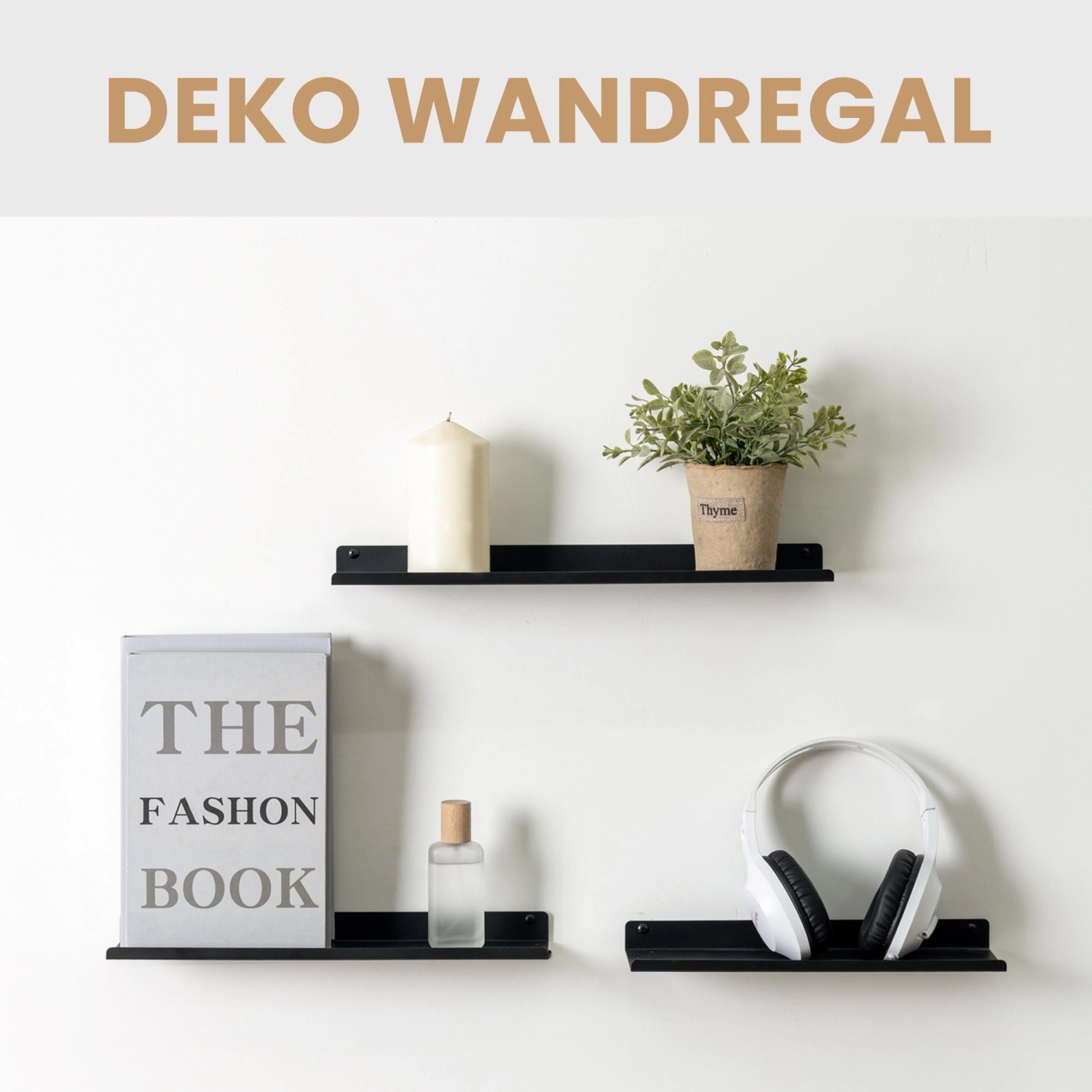 BERLINLODGE Wandregal Metall 3er Set Matte Schwarz Schweberegal Wandboards Bücherregal 3-Teiliges Hängeregal Wanddeko_2