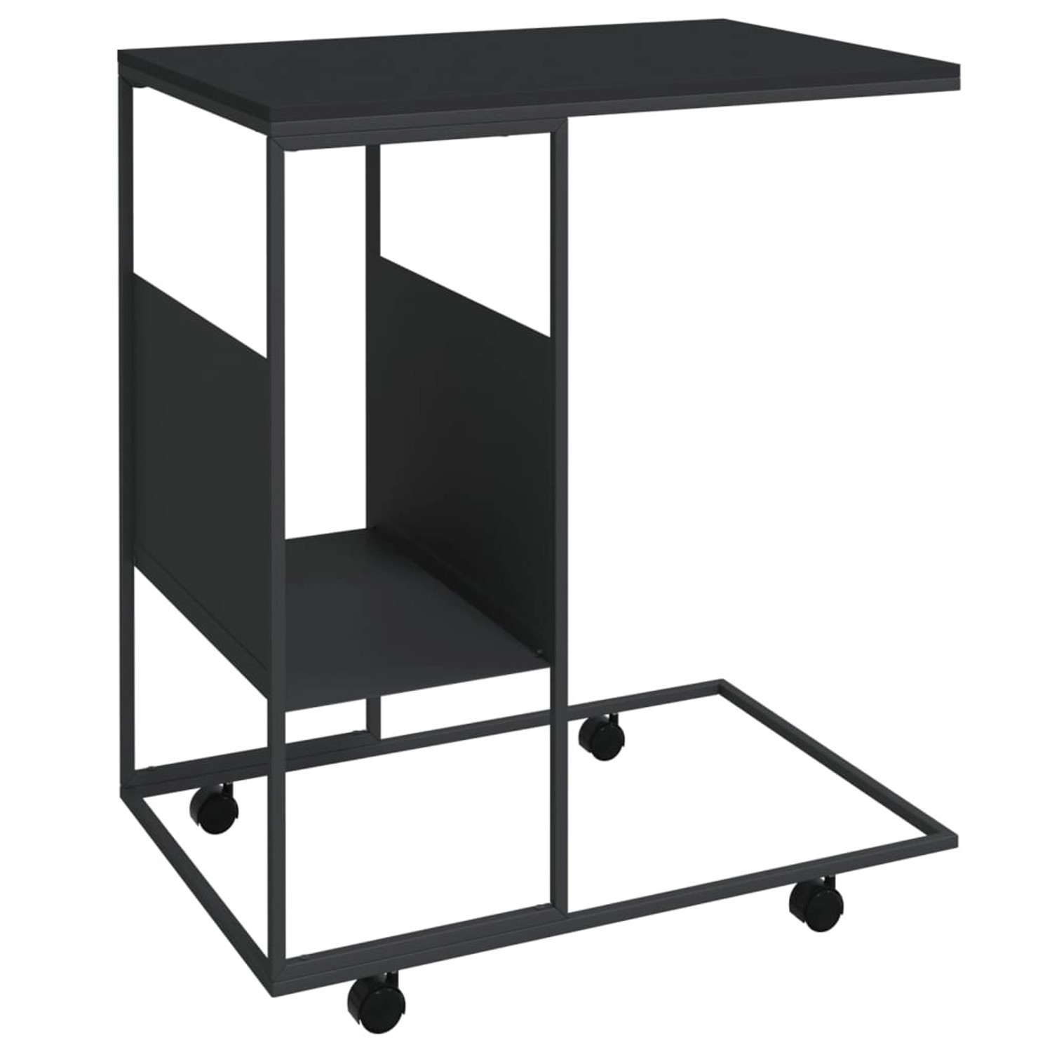 Vidaxl Beistelltisch Mit Rollen Schwarz 55x36x63,5 Cm Holzwerkstoff günstig online kaufen