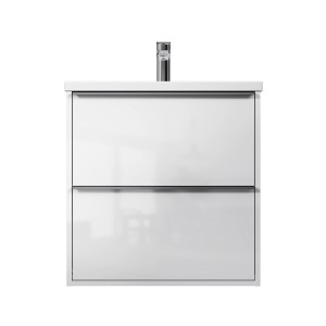 AM.PM Waschtischunterschrank Flash, weiß glänzend, mit Becken und 2 Schubladen, 60 cm.