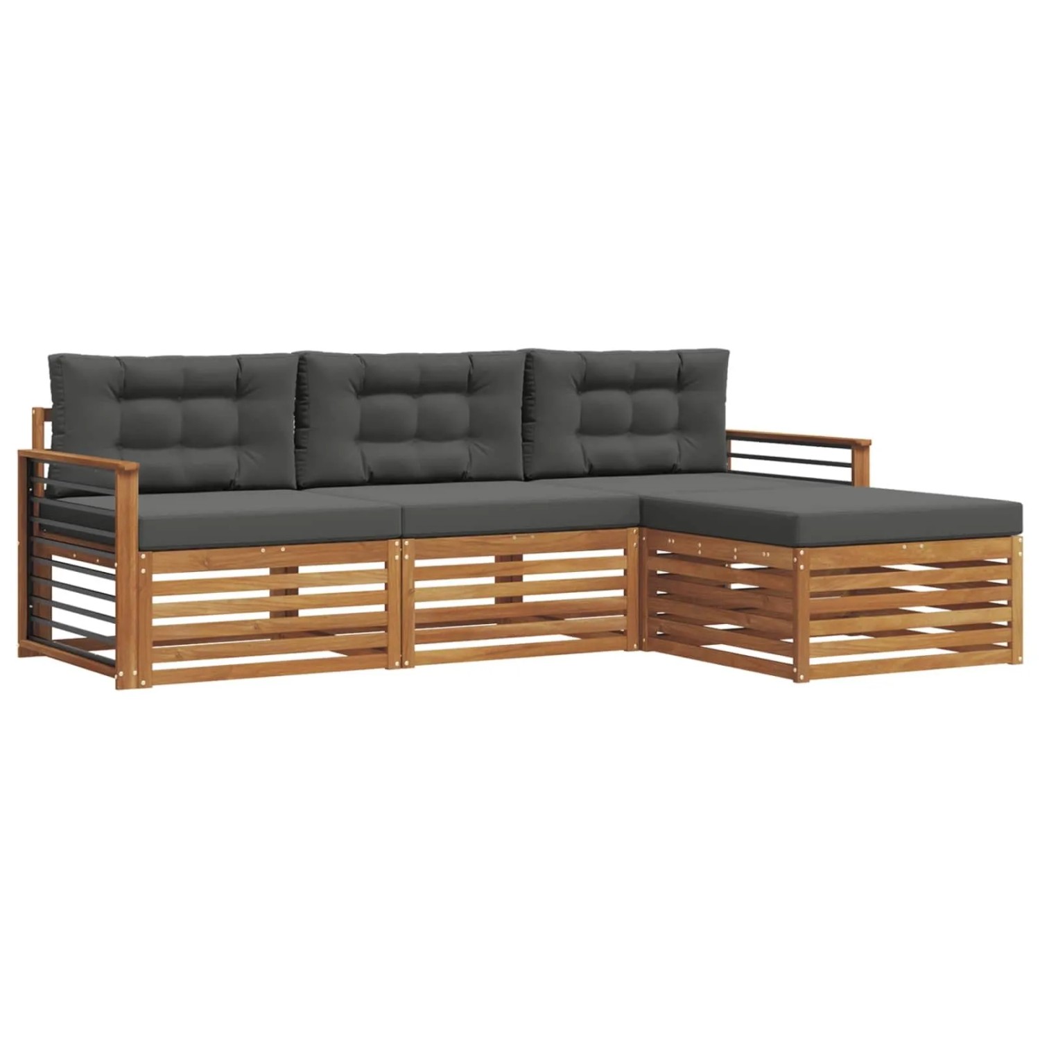 vidaXL Outdoor-Sofagarnitur mit Kissen 4-Tlg Natur und Anthrazit 3373272