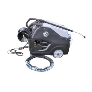 FM-SOLAR Hochdruckreiniger Heißwasser Diesel mit Schlauchrolle und Verlängerungsschlauch.