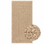Rechteckiger, beiger Outdoor-Teppich (60x110 cm) in Jute-Optik. Wetterfest und UV-beständig.
