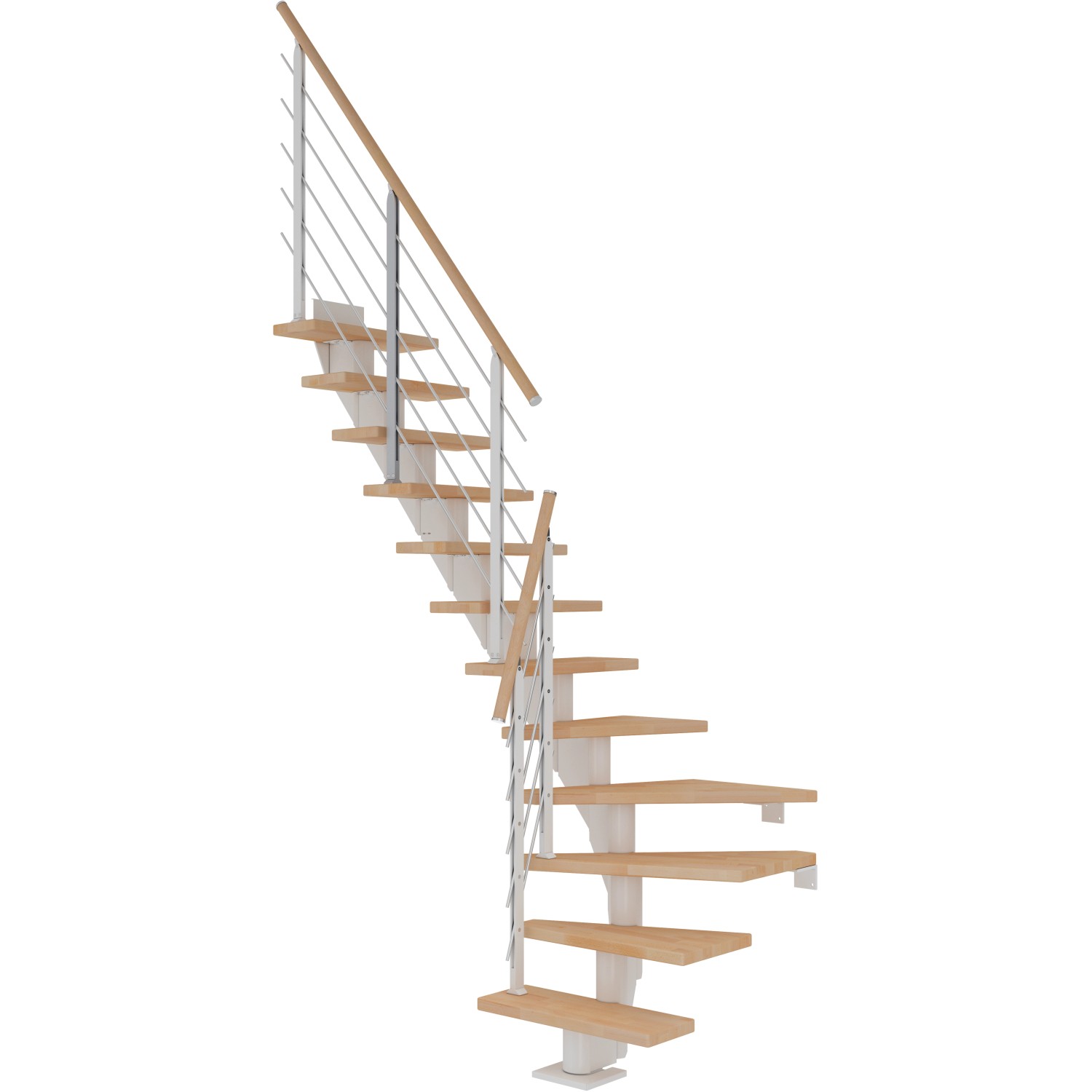 Dolle Mittelholmtreppe Frankfurt Buche Weiß GH b. 301cm 1/4 Gewendelt 65cm günstig online kaufen