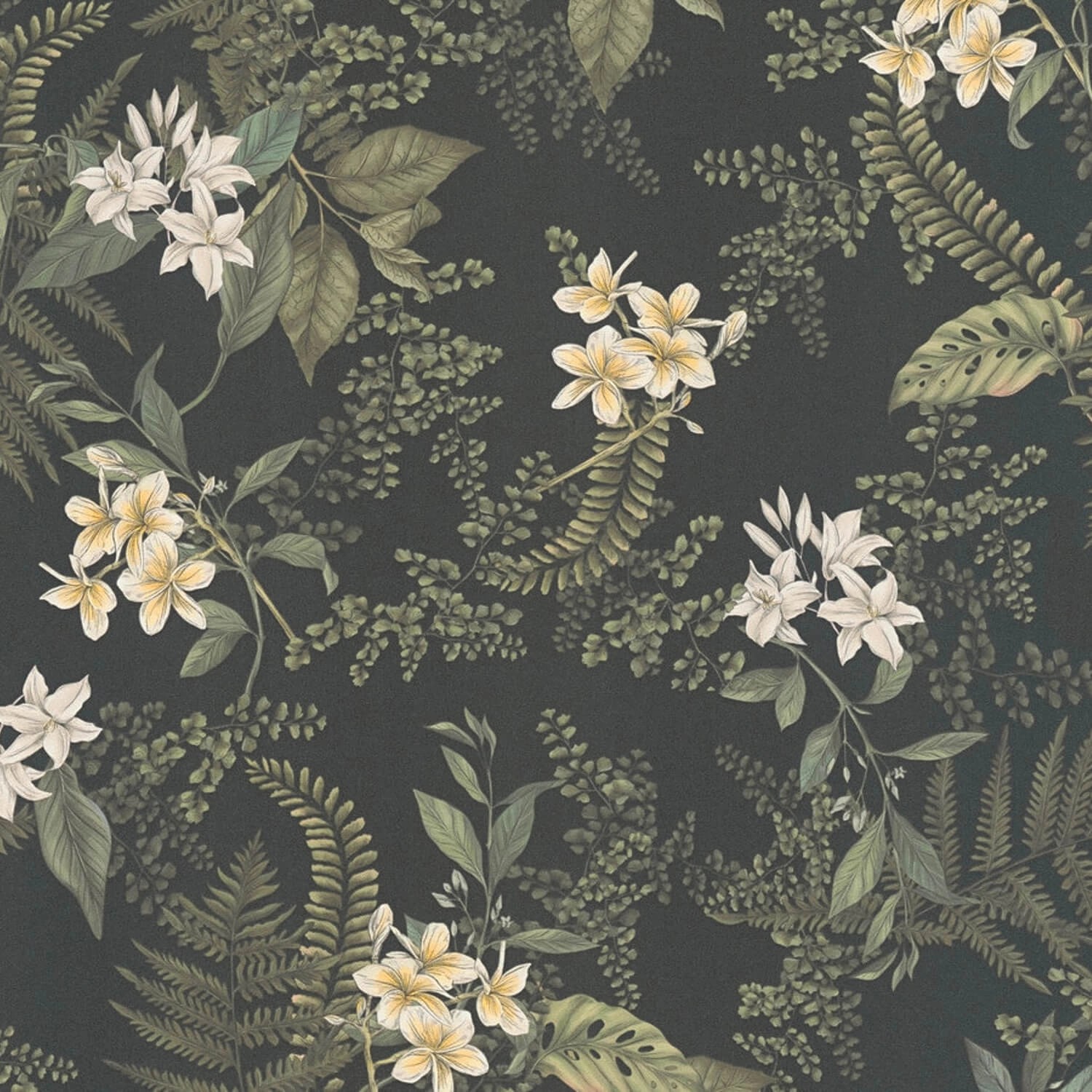 PROFHOME 394244-GU Blumen Tapete Floral Matt Schwarz Weiß Gelb 0,53 m x 10, günstig online kaufen