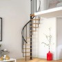 Dolle Spindeltreppe Calgary, Ø 140 cm, anthrazitfarbene Metalltreppe mit 11 Holzstufen.