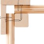 Detailaufnahme der Eckverbindung eines unbehandelten Karibu Holz-Gartenhauses mit Schrauben.