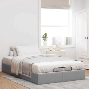 vidaXL Ottoman-Bett ohne Matratze Hellgrau 120x200 cm Stoff 3310868