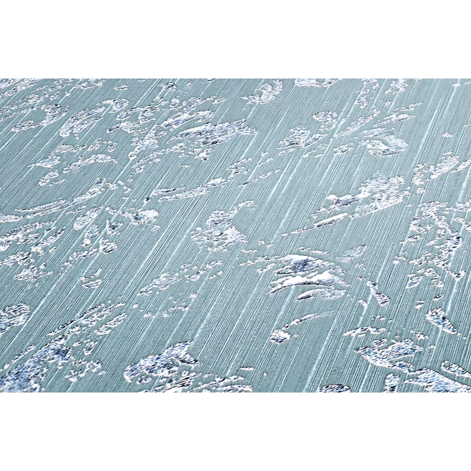 Blaue Barock Tapete mit schimmernden Ornamenten von PROFHOME.