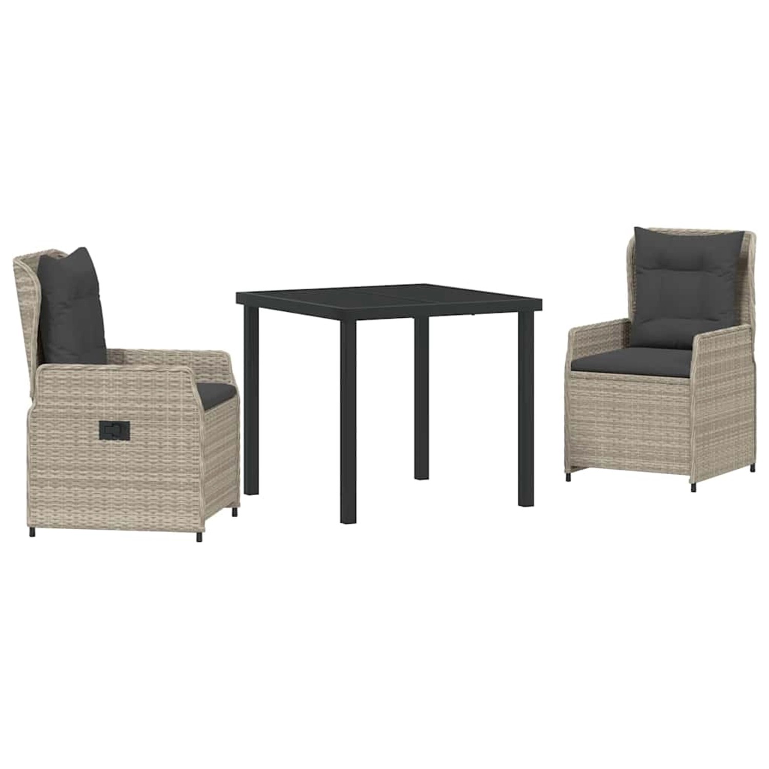 vidaXL Garten Essgruppe 3-Tlg Hellgrau Poly Rattan 3380974 günstig online kaufen