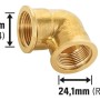 Gewinde-Winkel aus Messing, 24,1 mm (Rp 3/4), zur Verbindung von Rohren im 90-Grad-Winkel.