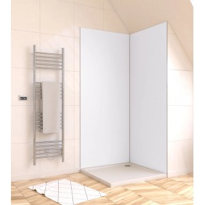 Aurlane Design-Duschwand in Satin Weiß, 90x210x0,3 cm, für die einfache Duschrenovierung.