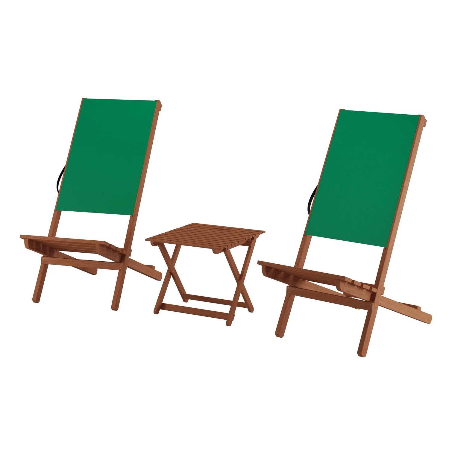 Erst-Holz Wikingerstuhl-Set Lagerfeuerstuhl Anglerstuhl Party Stofffarbe Grün 10-350 Doppelpack mit Tisch