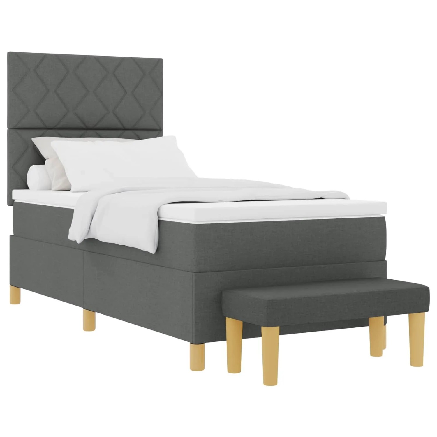 vidaXL Boxspringbett mit Matratze Dunkelgrau 100 x 200 cm Stoff 3344353