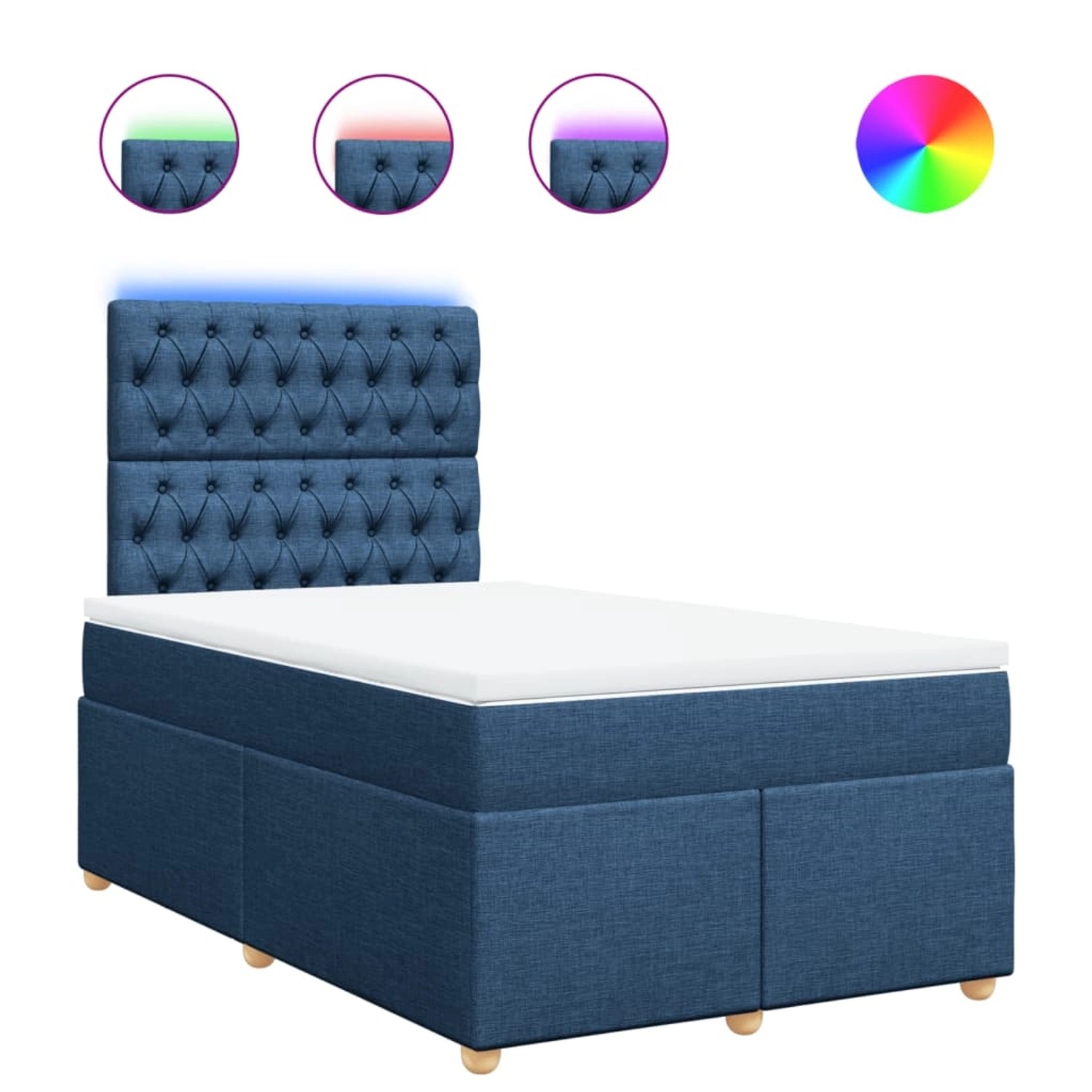 vidaXL Boxspringbett mit Matratze Blau 120x200 cm Stoff 3293560 günstig online kaufen
