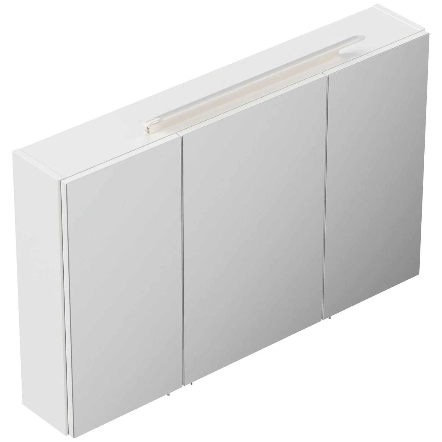 Posseik Spiegelschrank, 100 cm, weiß hochglanz, mit LED-Lampe und Glasböden.