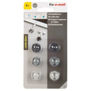 Fix-o-moll Kabelfixierer, 6 Stück, mehrfarbig. Kabelhalter für Ordnung am Arbeitsplatz.
