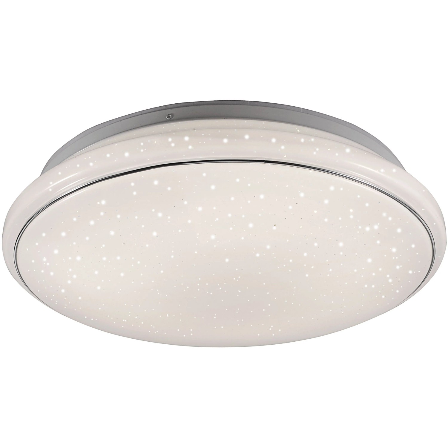 Weiße LED-Deckenleuchte Jupiter Ø 44cm mit Sternenhimmel-Effekt für stimmungsvolle Beleuchtung.