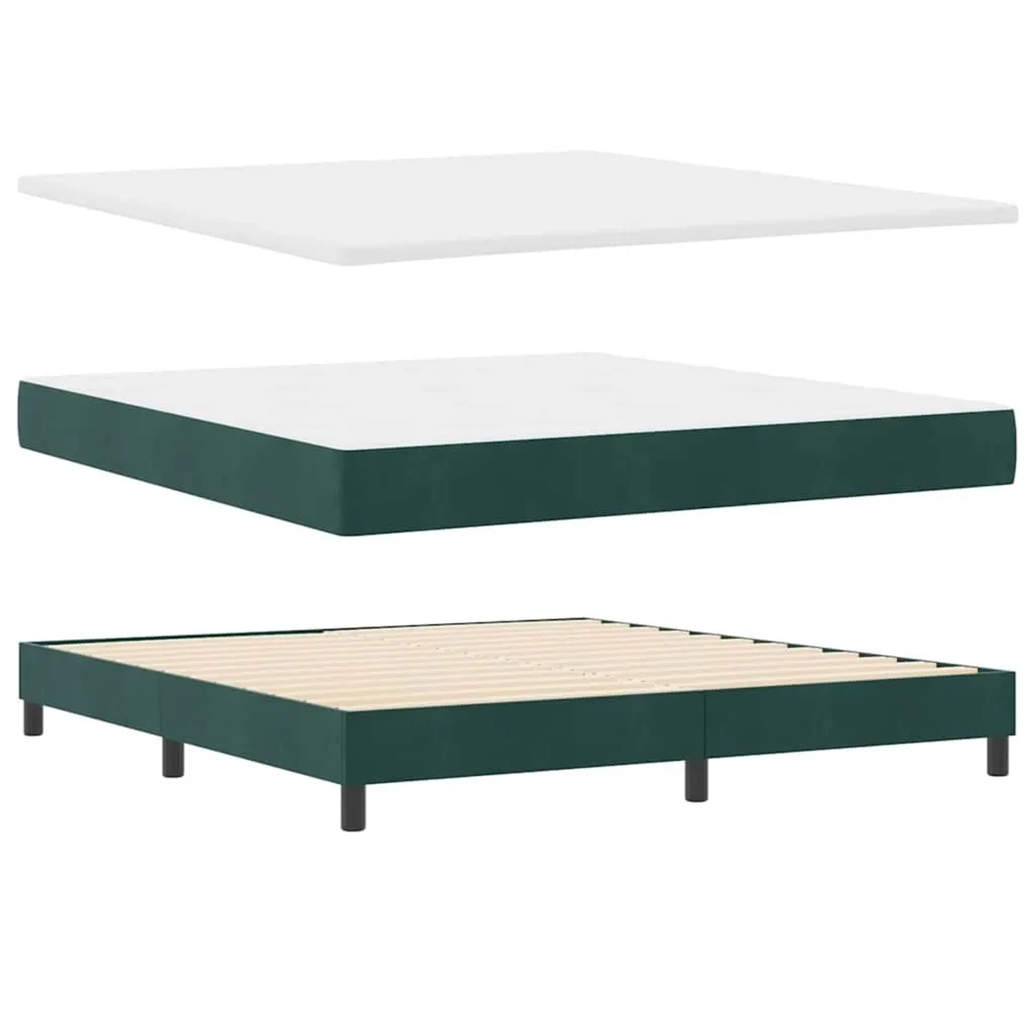 vidaXL Boxspringbett mit Matratze Dunkelgrün 180 x 200 cm Samt 3340349
