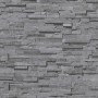 Anthrazitfarbene Bricoflor Bruchstein Tapete in 3D-Optik für Bad und Küche.