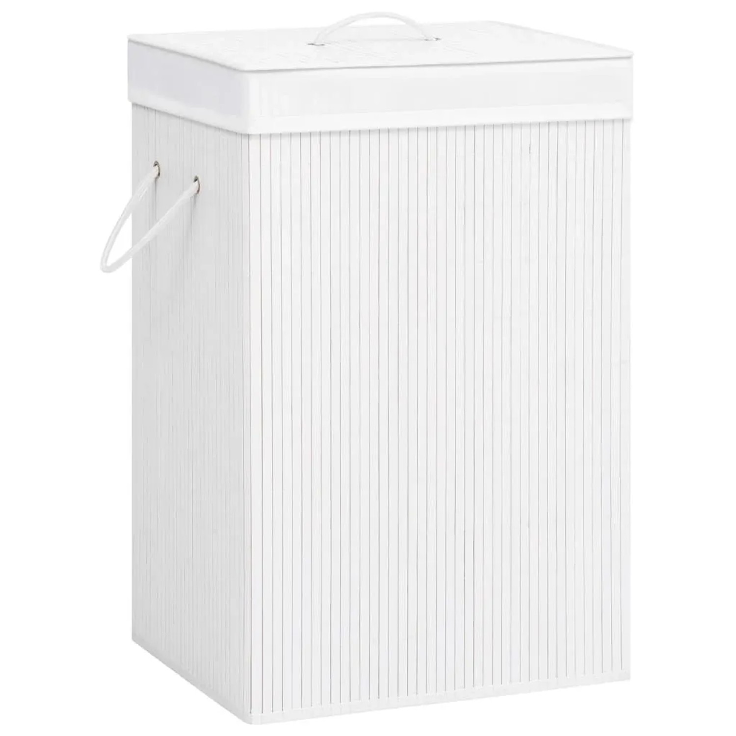 vidaXL Bambus-Wäschekorb mit 2 Fächern Weiß 72 L 320743