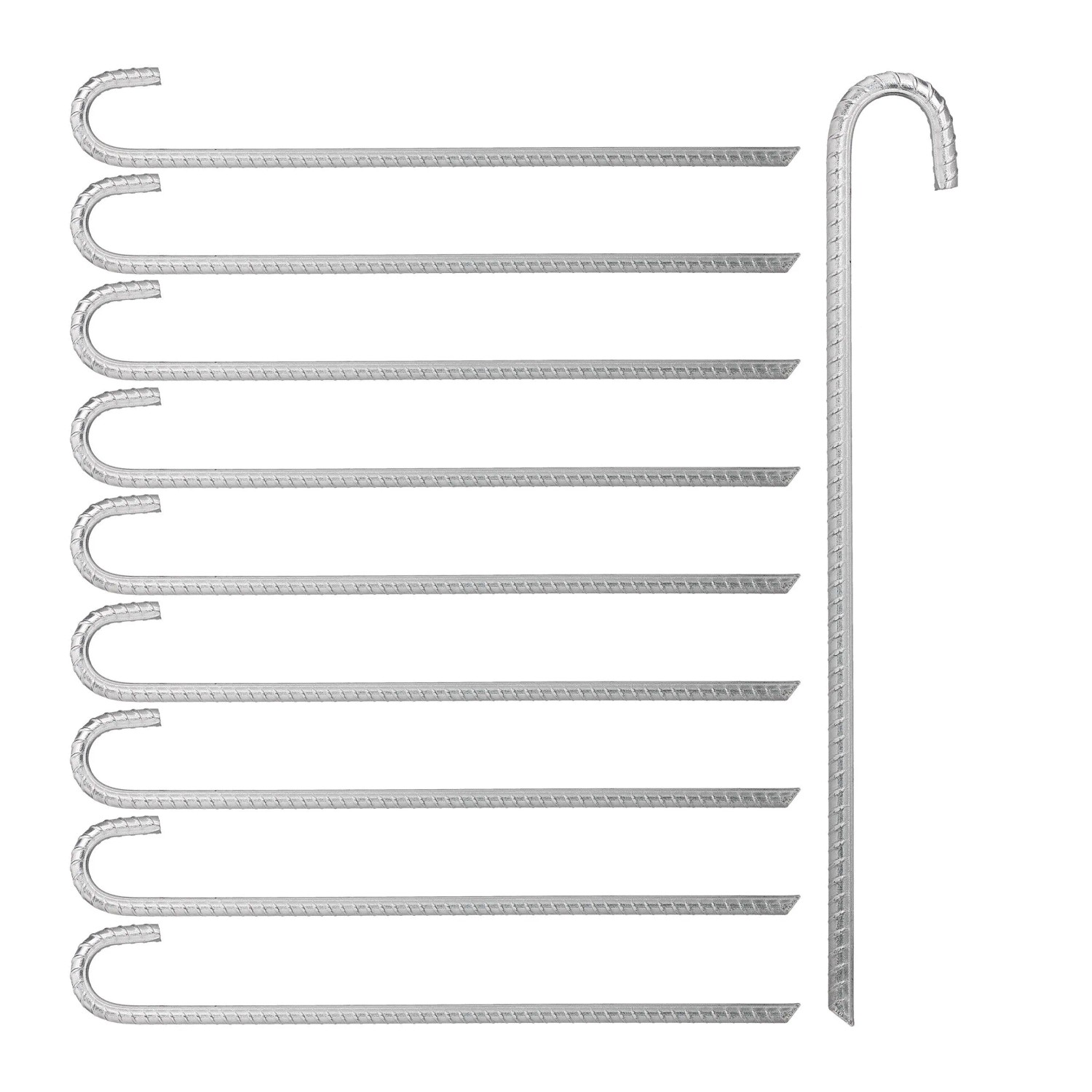 Relaxdays Bodenanker 10er Set Verzinkter Stahl Silber 45 cm x 6,5 cm x 1 cm 430 g