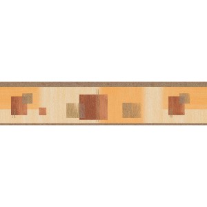 Bricoflor Tapetenbordüre mit geometrischen Quadraten in Orange und Terracotta.