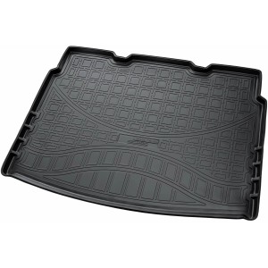 Schwarze Gummi Kofferraumwanne für VW Tiguan II ab 2016 mit Anti-Rutsch-Muster.
