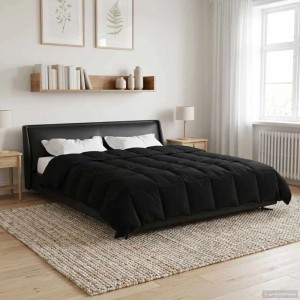 vidaXL Sommerdecke Gepolstert Schwarz 200 x 220 cm Mikrofaser 42025937