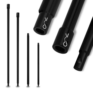 EBERTH Erdbohrer Verlängerung Set, 4-teilig, Stahl, schwarz, 400-1000mm Länge.