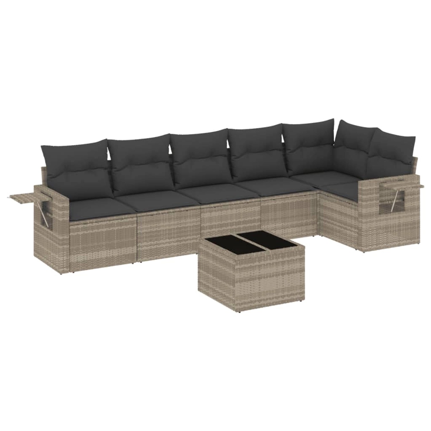 vidaXL 7-Tlg Garten-Sofagarnitur mit Kissen Hellgrau Poly Rattan 3252539 günstig online kaufen