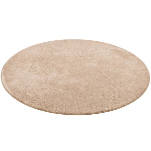 Runder, naturfarbener Snapstyle Hochflor Teppich Mona, 200x200cm. Weicher Velours Teppich.