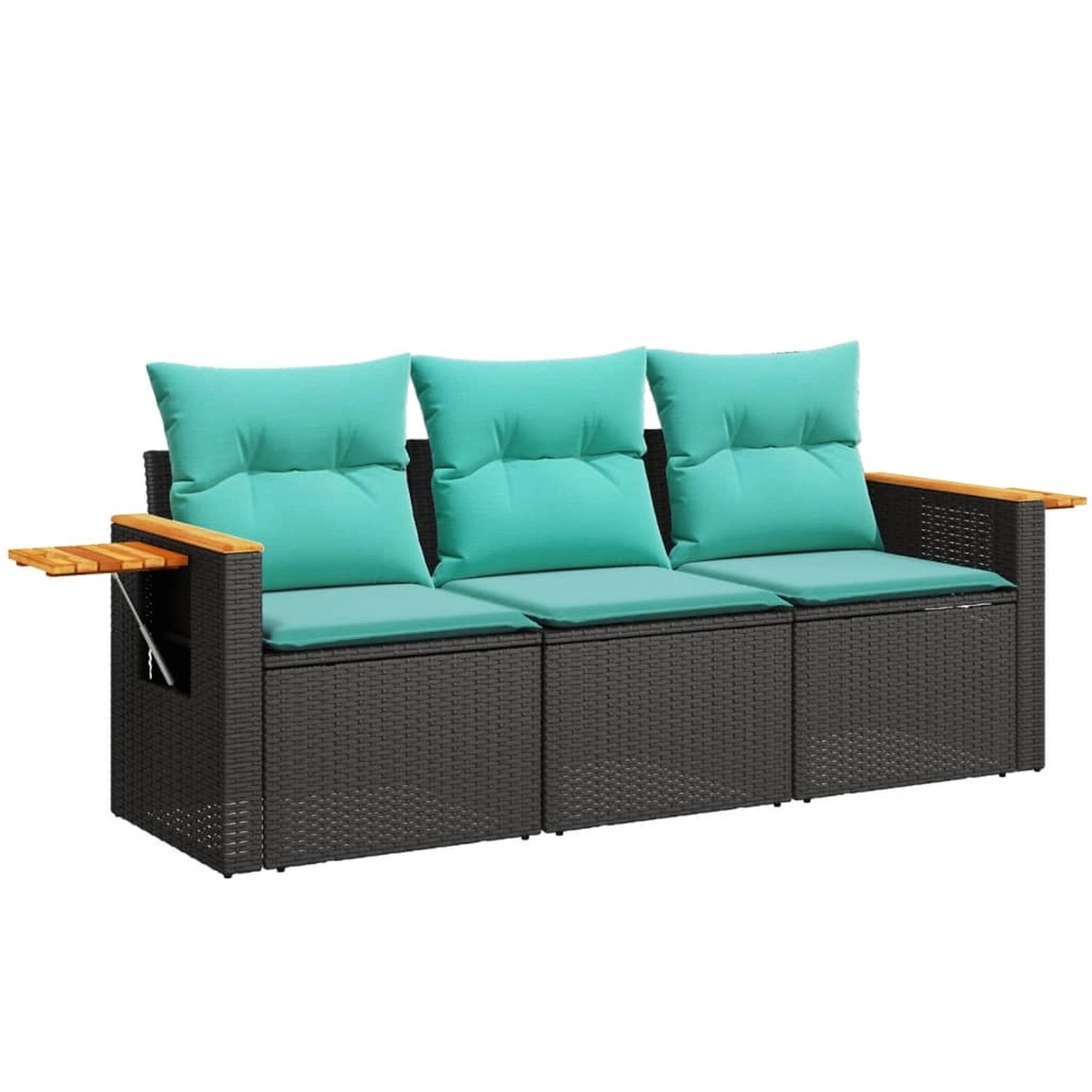 vidaXL 3-Tlg Garten-Sofagarnitur mit Kissen Schwarz Poly Rattan 3226596 günstig online kaufen