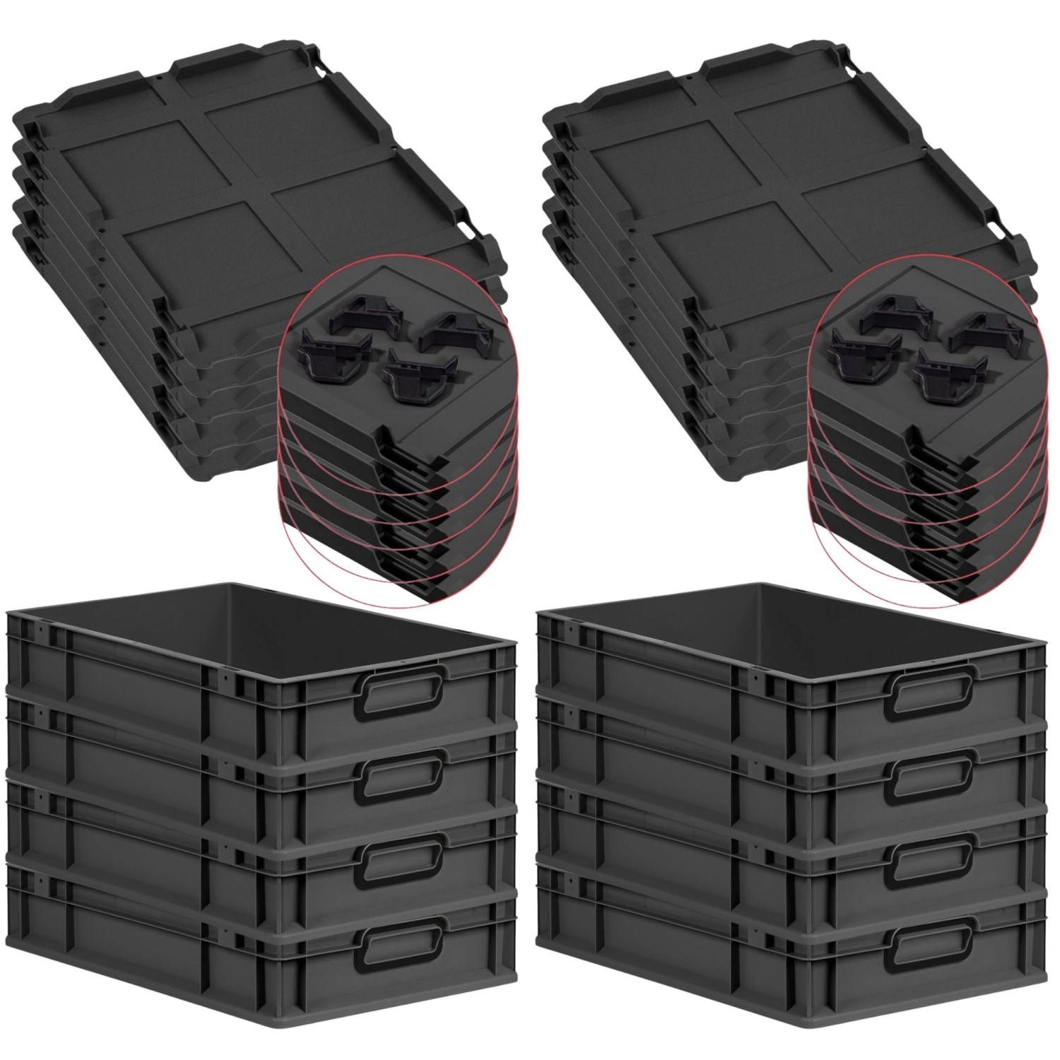 PROREGAL SuperSparSet 8x Eurobox Nextgen Color Mit Auflagedeckel HxBxT 12x4 günstig online kaufen