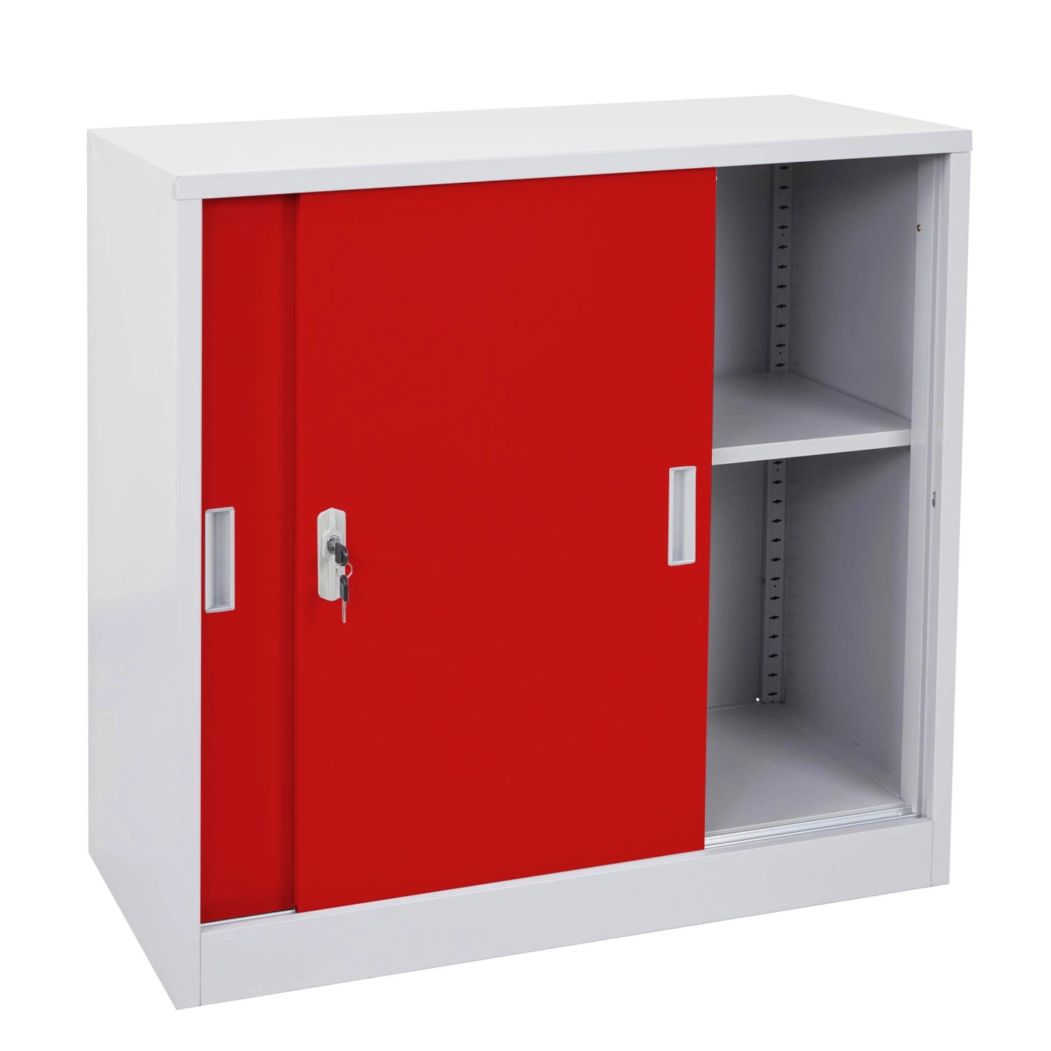 Mcw Aktenschrank Boston F41 Mit Abschließbaren Schiebetüren 90x90x45cm Rot