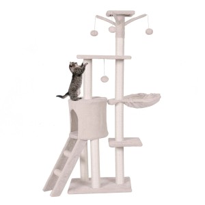 Costway Katzenkratzbaum mit Plattformen Katzen Katzenmöbel Beige 140cm