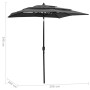 Anthrazitfarbener, quadratischer furnicato Sonnenschirm 2x2 m mit Aluminiummast. Ideal für Balkon und Garten.