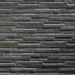 Anthrazitfarbene Verblender UltraStrong Avella aus Feinsteinzeug, 16x40 cm, für Innen- und Außenbereich.