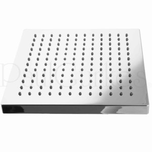 Quadratische PaulGurkes Regenbrause, 20 cm, verchromt, Teil eines Duschsystems.