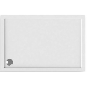 Rechteckige, extraflache Schulte Duschwanne 120x80 cm in Alpinweiß, mit Ablaufgarnitur und Füßen.