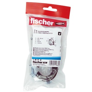 Fischer Gelenkrohrschelle FGRS Plus 3/4, Schallschutzrohrschelle im Set (2 Stück) mit Schnellverschluss.