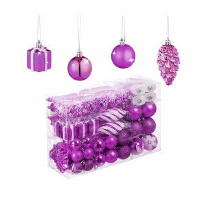 Relaxdays Weihnachtskugeln 72er Set Polystyrol Pink mit Bändchen 24 x 38 x 12 cm 780 g