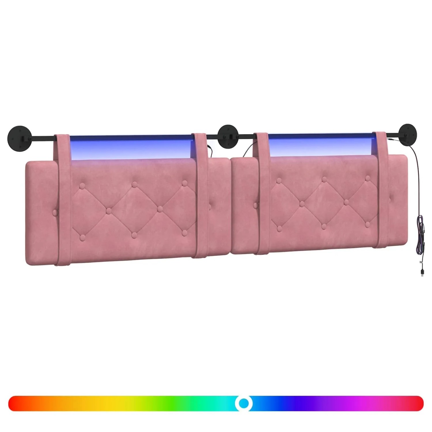 vidaXL Hängendes Kopfteil Mit LED Licht Rosa Samt 3424195