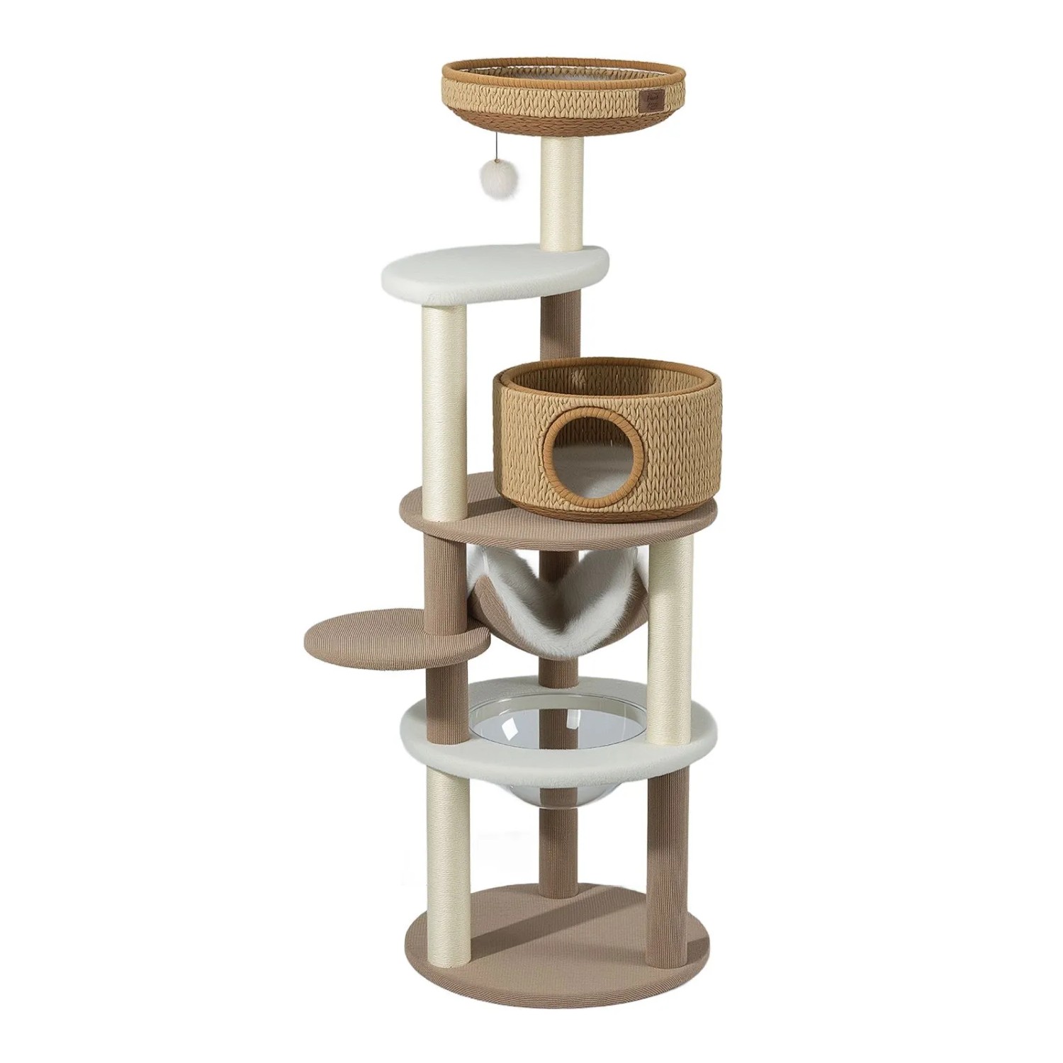Fudajo Forest Lodge 168Cm Kratzbaum Beige Katzenbaum Katzenkratzbaum Kletterbaum