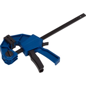 LUX Einhandzwinge 150 mm, blau-schwarzes Spannwerkzeug für Handwerker.