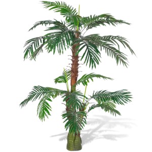 Künstliche Cycas-Palme, 150 cm hoch, mit grünen Blättern, ideal als Deko für Wohnräume.