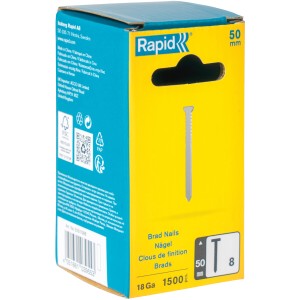 Rapid Nägel 8/50 mm, 1.500 Stück in gelb-blauer Verpackung.