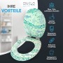 Sanilo WC-Sitz Mosaic World Green mit Absenkautomatik aus Holz.