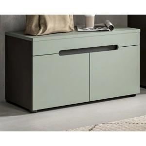Inn.Furn Schuhbank Cooper, salbei/grau, 80 cm breit, mit zwei Türen und Stauraum.