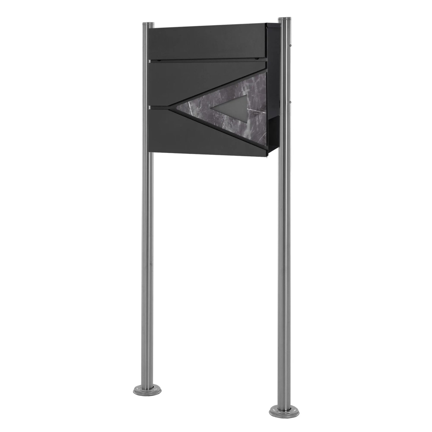 ML-Design Standbriefkasten mit Zeitungsfach Briefkastenständer Silber 120 cm